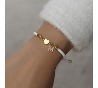 1 pezzo Braccialetto regolabile con lettera dell'alfabeto a forma di cuore per donna L,M,S,H,A,T,O,X,B,C,D,E,F,G,I,J,K,N,P,Q,R,U,V,W,Y,ZAcciaio inossidabile