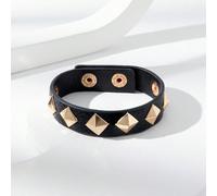 1 pezzo Braccialetto regolabile da donna in PU con borchie rocciose e rivetti rotondi stile motociclista scuro Y2K, versatile per l'uso quotidiano Tagli UnicaPoliuretano
