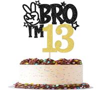 1 pezzo BRO I'm 13 decorazioni per torte glitterate Bro I'm 13 Cake Topper It's My 13th Compleanno Torta Decorazione per Prost su 13 anni Bambini 13th Compleanno Festa Torta Decorazione Nero Oro