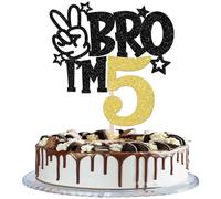 1 pezzo BRO I'm 5 decorazioni per torte glitterate Bro I'm 5 Cake Topper It's My 5th Compleanno Torta Decorazione per Prost su 5 anni Bambini 5th Compleanno Festa Torta Decorazione Nero Oro