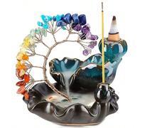 1 pezzo Bruciatore di incenso a cascata, supporto per incenso in ceramica con albero di quarzo rosa, per yoga, meditazione e decorazione della casa, purificazione dell'aria, regalo per la mamma Tagli 