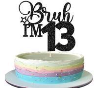 1 pezzo BRUH I'm 13 decorazioni per torte BRUH I'm 13 Cake Topper Glitter It's My 13th Compleanno Torta Decorazione per Prost su 13 anni Bambini 13th Compleanno Festa Torta Decorazione Nero