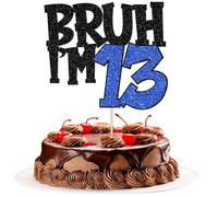 1 pezzo BRUH I'm 13 decorazioni per torte Glitter BRUH I'm 13 Cake Topper It's My 13th Compleanno Torta Decorazione per Prost su 13 anni Bambini 13th Compleanno Festa Torta Decorazione Nero Blu