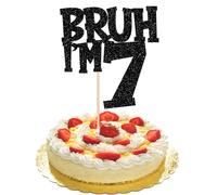 1 pezzo Bruh I'm 7 Cake Topper Glitter Happy 7th Compleanno Decorazione per torta Bro I'm 7 It's My 7th Birthday Cake Cake Decorazione per Prost su 7 anni Compleanno Festa Torta Decorazione Nero