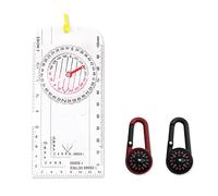 1 pezzo Bussola di Navigazione, con 2 pezzi Moschettone esterno Bussola, Bussola Escursionismo, Offset regolabile, Bussola direzionale, per l'escursionismo, Sport All'aperto