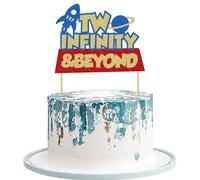 1 pezzo Cake topper a tema spaziale "Infinity and Beyond" con razzo, per torta di compleanno di 2 anni a tema Buzz, decorazione per festa di compleanno con 2 anni, ispirata a Galassia e Anni Luce Tagl