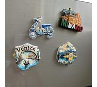 1 pezzo Calamita da frigo con Landmark italiano, Duomo di Milano 3D in resina, Canale di Venezia e Motocicletta italiana (Vespa), Souvenir da viaggio, Decorazione per frigorifero di casa e ufficio Mil