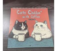 1 pezzo Calendario 2026 Gatti che si rilassano con il caffè, con vari design di gatti, calendario festivo, calendario da parete festivo 1 pzCarta tessile