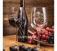 1 pezzo Calice da vino personalizzabile da 540ml/19oz, bicchiere floreale personalizzato per il compleanno, regalo personalizzato per la festa della mamma, bicchiere per la proposta della damigella, b