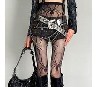 1 pezzo Calze a rete a tema Ognissanti nere, collant aderenti con stampa di ragno in stile gotico L,M,Tagli Unica,SHalloweenTessuto