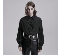 1 pezzo Camicia a maniche lunghe da uomo con volant frontale e bottoni, colore unito, autunnale L,M,S,XL,XSColore unicoTessuto intrecciato