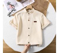 1 pezzo Camicia casual a maniche corte con colletto alla coreana e colore blu tinta unita, di stile gentleman adatta per ragazzi tra i 9 e i 12 anni, versatile per primavera/estate 8Y,9Y,10Y,11Y,12YLe