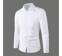 1 pezzo Camicia da ragazzo adolescente, stile gentleman, basic professionale da college, bianco puro, con taschino e maniche lunghe, adatta per tutte le stagioni 14Y,12Y,13Y,16Y,15YColore unicoPoliest