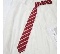 1 pezzo Camicia da uomo stile accademico con righe rosse in poliestere, con decorazioni, cravatta casual fatta a mano per lo sposo A striscePoliestere