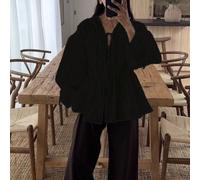 1 pezzo Camicia moda donna con design vita annodata, ampia e versatile, accessorio essenziale adatto per tonalità della pelle L,M,S,XL,XSColore unicoTessuto intrecciato