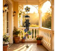 1 pezzo Campanelli a vento in metallo colorato con tubi in alluminio nero e campanellini, decorazione da appendere all'aperto per patio, giardino, veranda, balcone, ornamento campanello a vento imperm