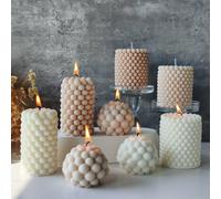 1 pezzo Candela a cilindro con sfera geometrica 3D, candela a colonna creativa dalla forma geometrica che crea un'atmosfera, decorazione per la casa, regalo di compleanno, laurea, per donne, Natale, d