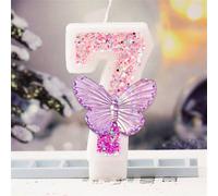 1 pezzo Candela a forma di farfalla viola sfumata con decorazione numerica, perfetta come decorazione per la torta per feste di compleanno di ragazze, decorazione per il tavolo dei dolci con tema farf