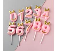 1 pezzo Candela decorativa con numero da 0 a 9 a tema festa di compleanno rosa, con motivo a principessa/principe, ideale per dichiarazioni romantiche 7,5,9,2,3,4,6,8,1,0Cera