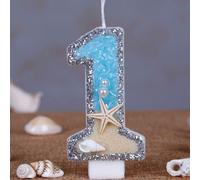 1 pezzo Candela digitale, design torta di compleanno con stella marina da spiaggia, decorata con candela da festa, crea un'atmosfera a tema estivo, adatta come regalo di laurea o matrimonio. stella ma
