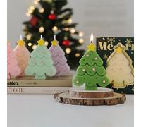1 pezzo Candela profumata a forma di albero di Natale, regalo premium per le feste e decorazione per la casa Bianco,verde,rosa,giallo,Viola,Verde olivaCera