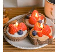 1 pezzo, Candela profumata a forma di dolce e torta, Torta di mirtilli, Torta di fragole, Torta di mango, Candela a forma di torta di ciliegie, Candela decorativa in cera di soia senza fumo, adatta pe