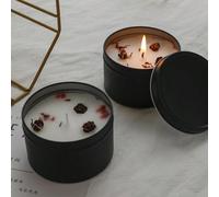 1 pezzo Candela profumata alla cera di soia in scatola di latta premium, con fiori secchi decorativi, adatta come regalo pensieroso, unico, personalizzato e originale, decorazione per la stanza, festa