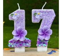 1 pezzo Candele a forma numerica di gardenia viola e uovo, decorazione per feste di compleanno e anniversario Numero 0,Numero 1,Numero 2,Numero 3,Numero 4,Numero 5,Numero 6,Numero 7,Numero 8,Numero 9C