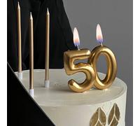 1 pezzo Candelina a forma di numero da 0 a 9 dorata per decorazione torta di compleanno, Natale 7,5,9,2,3,4,6,8,1,0Cera
