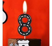 1 pezzo Candelina per torta di compleanno a tema racing, con numeri da 0 a 9, per Natale 7,5,9,2,3,4,6,8,1,0Cera