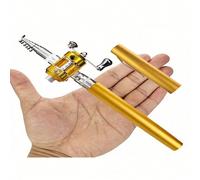 1 pezzo Canna da pesca mini per emergenze - Forma di penna pieghevole 1m in alluminio con mulinello istantaneo - Utensile multifunzione per prevenzione inondazioni/pesca 2025/sopravvivenza fuori rete 