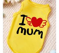 1 pezzo Canotta per animali domestici morbida, traspirante e confortevole, con stampa di ali d'angelo e scritta "MUM", colore giallo 3XL,4XL,5XL,L,M,S,XL,XS,XXL,XXSLettereTessuto