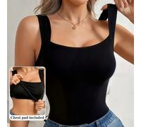 1 pezzo Canotta senza cuciture da donna, biancheria intima modellante comoda e senza maniche, top snellente per fitness, aderente 2-in-1 con reggiseno imbottito, maglietta intima tinta unita L,M,S,XLC