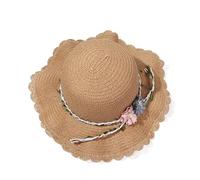 1 pezzo cappelli estivi cappello a tesa larga fiore di paglia casual con borsa a tracolla cappellini parasole da viaggio for spiaggia Per Donna(Color 2)