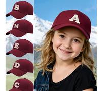 1 pezzo Cappellino da baseball bordeaux per bambini, abbinato con lettere A-Z, cappello da sole resistente ai raggi UV, cappellino da baseball, adatto per uso quotidiano all'aperto per età 3-16 anni 8