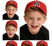 1 pezzo Cappellino da baseball con 26 lettere per bambini, cappello da sole casual per attività all'aperto e viaggi con protezione UV per bambini, ragazzi e ragazze 3-5 anni,5-8 anni,9-12 anniLettereP