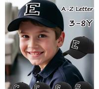 1 pezzo Cappellino da baseball con lettere dell'alfabeto blu navy per bambini, cappello da sole sportivo alla moda per ragazzi e ragazze, con cinturino regolabile, essenziale per il ritorno a scuola p