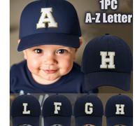 1 pezzo Cappellino da baseball con lettere dell'alfabeto da A a Z in blu navy, adatto per bambini piccoli, neonati, bambini e bambine, cappellino regolabile classico, cappello per compleanni, adatto p