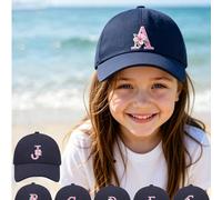 1 pezzo Cappellino da baseball con stampa personalizzata del nome e alfabeto floreale 26 per bambini, cappellino snapback regolabile per ragazze e ragazzi, cappello da sole casual per uso esterno 8-12