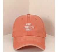 1 pezzo Cappellino da baseball lavato con scritta "Non dimenticare di sorridere" per donna, cappello casual regolabile per protezione solare da esterno, adatto per primavera, autunno, viaggi, vacanze 
