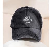 1 pezzo Cappellino da baseball lavato da donna con la scritta "NON DIMENTICARE DI SORRIDERE", cappello casual regolabile da esterno con protezione solare, adatto per primavera, autunno, viaggi, spiagg