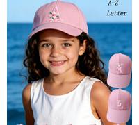 1 pezzo Cappellino da baseball per bambini con 26 lettere e motivo floreale, rosa, cappello parasole per bambine, adatto per uso esterno, uso quotidiano, protezione UV 8-12Y,1-3Y,12-16Y,3-8YLetterePol