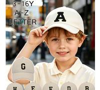 1 pezzo Cappellino da baseball personalizzato con motivo a lettere per bambini, cappello regolabile e traspirante, adatto per bambini e bambine dai 3 ai 16 anni, protezione UV per uso quotidiano all'a