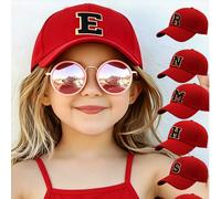 1 pezzo Cappellino da baseball rosso personalizzato con lettere A-Z per bambini, cappello casual alla moda per ragazzi e ragazze, adatto per il ritorno a scuola, uso quotidiano, attività all'aperto, s