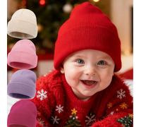 1 pezzo Cappellino in lana tinta unita per neonati, berretto carino con pon pon, adatto per bambini da 0 a 3 anni, unisex 0-6M,6-12M,1-2Y,2-3Y,1-3YColore unicoPoliestere