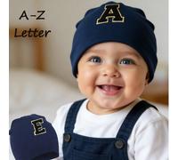 1 pezzo Cappellino personalizzato per neonati, cappello lavorato a maglia con 26 lettere per bambini e neonati, berretto a cuffia fatto a mano per neonata, cappello per l'ospedale 1-3Y,3-12MLetterePol