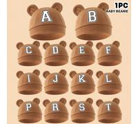 1 pezzo Cappellino sottile con 26 lettere attaccato alle orecchie per neonati, design adorabile a forma di orecchie d'orso che si adatta alla forma della testa, morbido, confortevole, traspirante e le