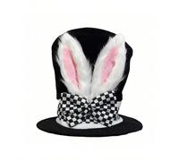 1 pezzo Cappello a cilindro bianco da coniglio per il giorno di Pasqua, accessorio per costume da Alice nel Paese delle Meraviglie, Bianconiglio, Cappellaio Matto, adatto per uomo e donna Tagli Unicaq