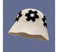 1 pezzo Cappello a secchiello floreale lavorato a maglia da donna, stile Hyuna, berretto in lana crochet fatto a mano con fiore, carino e versatile, adatto per l'uso quotidiano e la decorazione autunn
