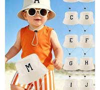 1 pezzo Cappello a secchio regolabile e traspirante con lettere per bambine piccole, adatto per attività all'aperto durante le vacanze, uso quotidiano, regalo di compleanno 6-12M,1-2Y,2-4 anniLettereP